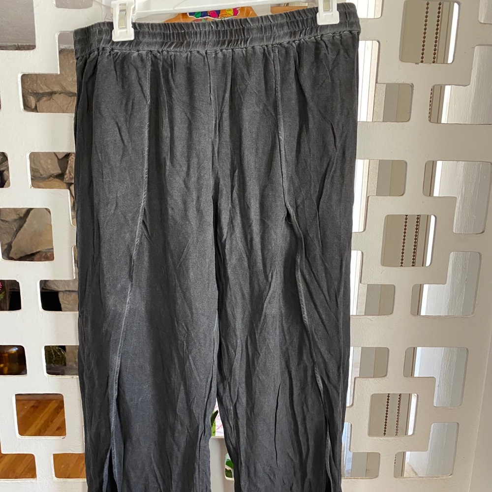 Grey pants.